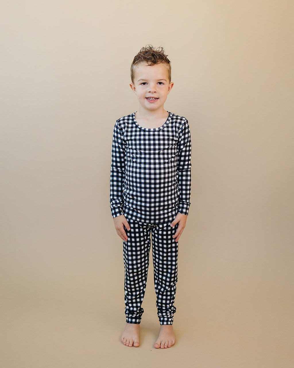 Bamboo Two Piece Set | Black Gingham