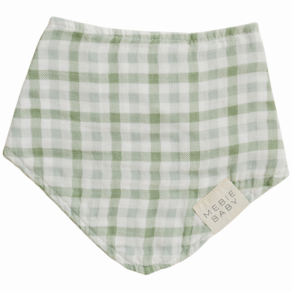 Green Gingham Classic Muslin Bib