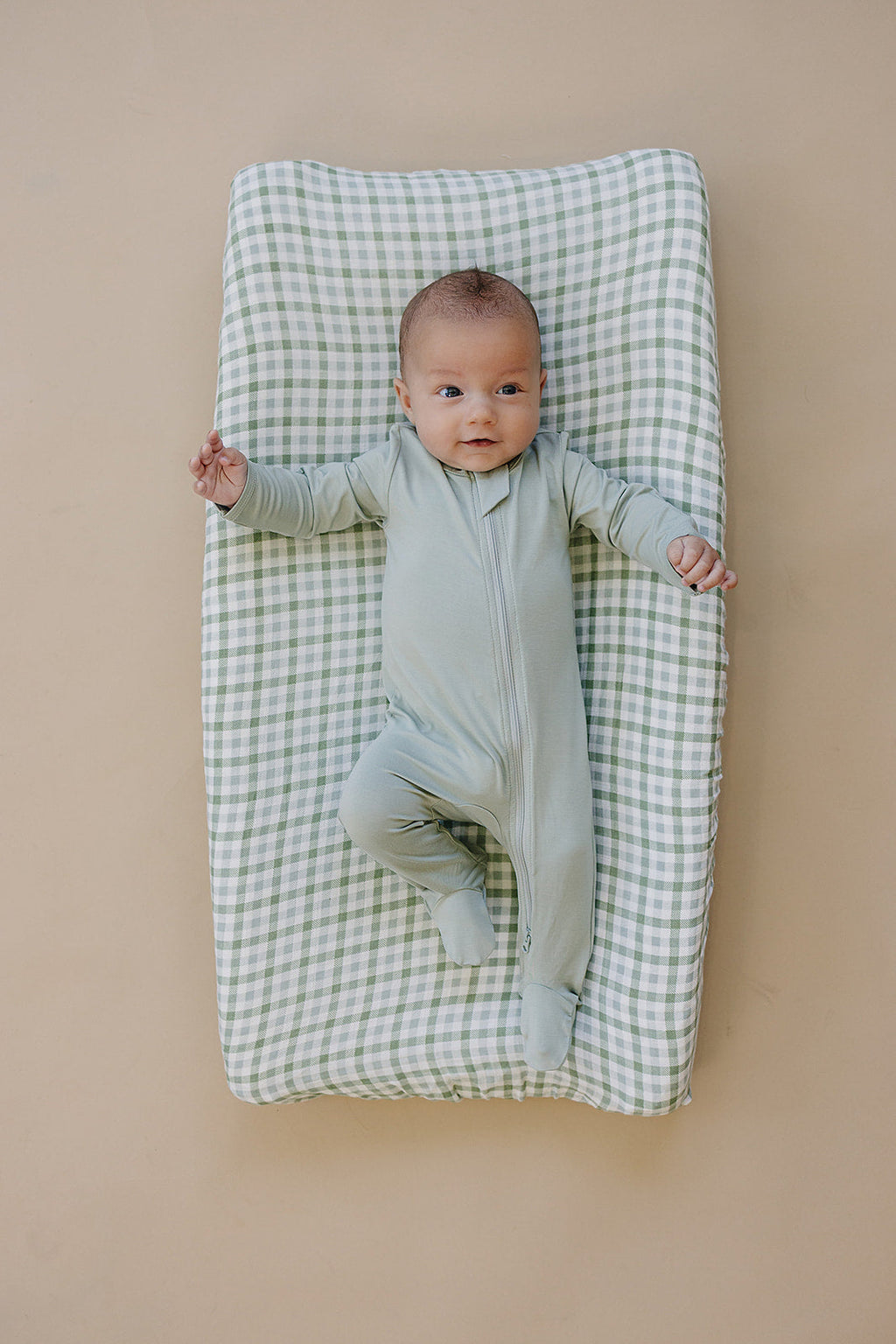 Green Gingham Muslin Changing Pad Cover