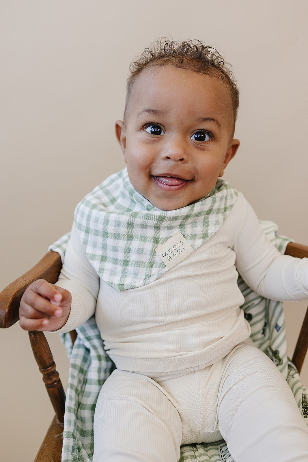 Green Gingham Classic Muslin Bib